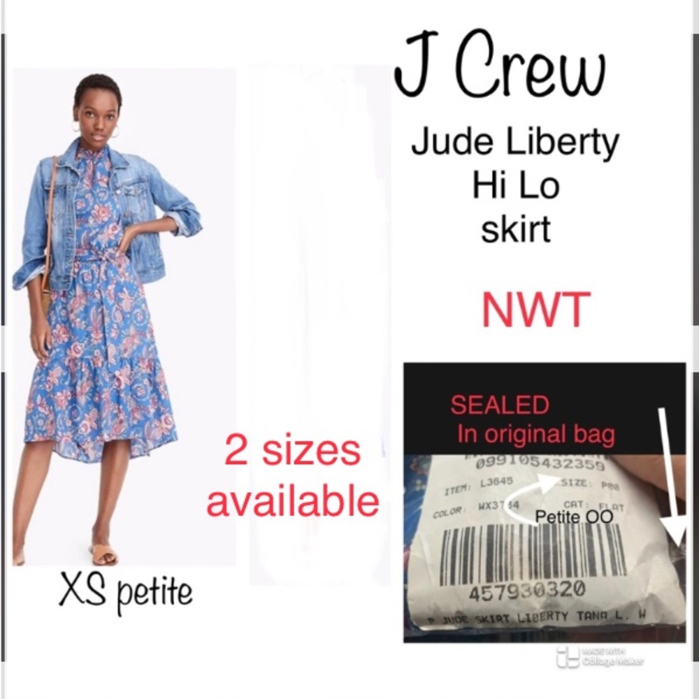Less 5’3”❓JCREW S/petite LIBERTY hi low skirt NEW in package 📦 STILL